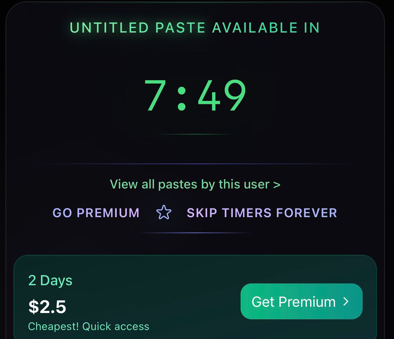 Sharable profile link and featured pastes